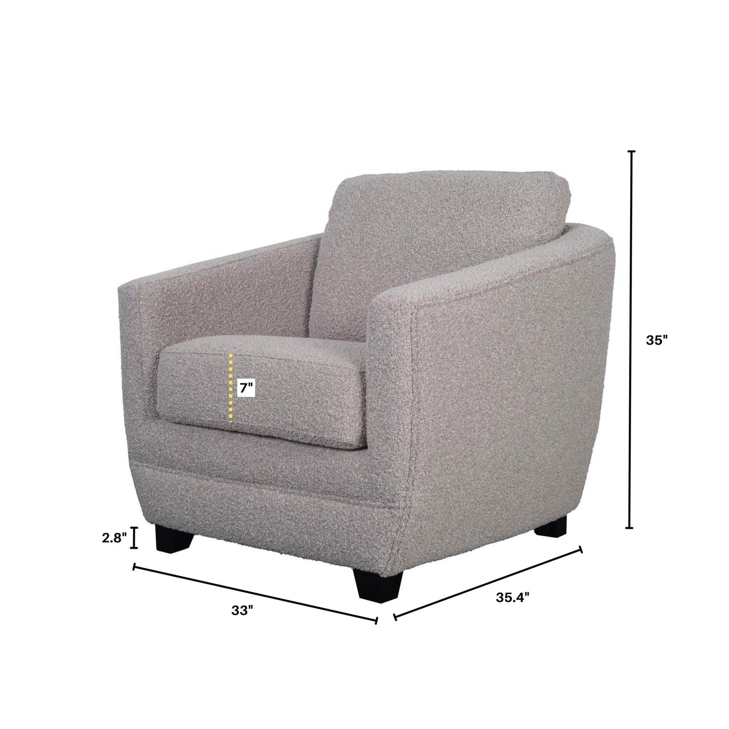 Baltimo Club Chair - Boucle Grey