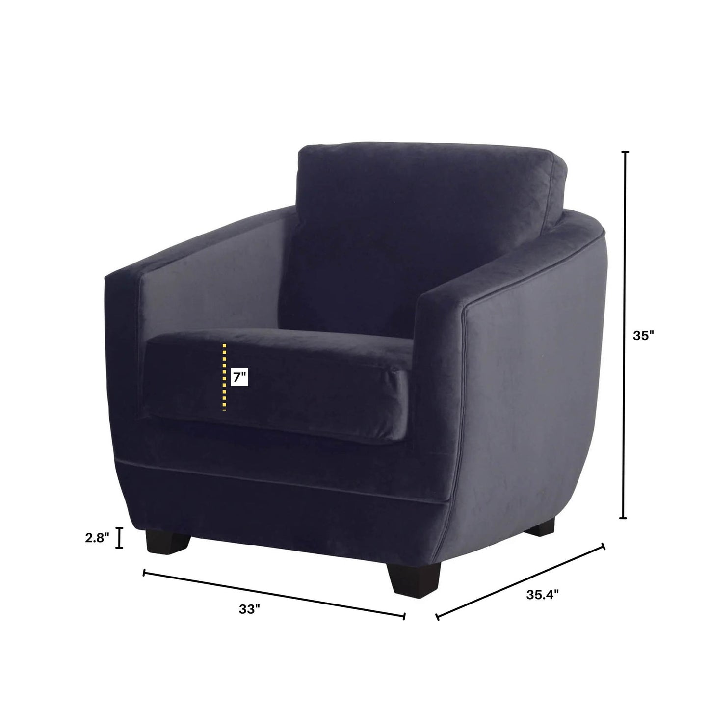 Baltimo Club Chair - Black Velvet