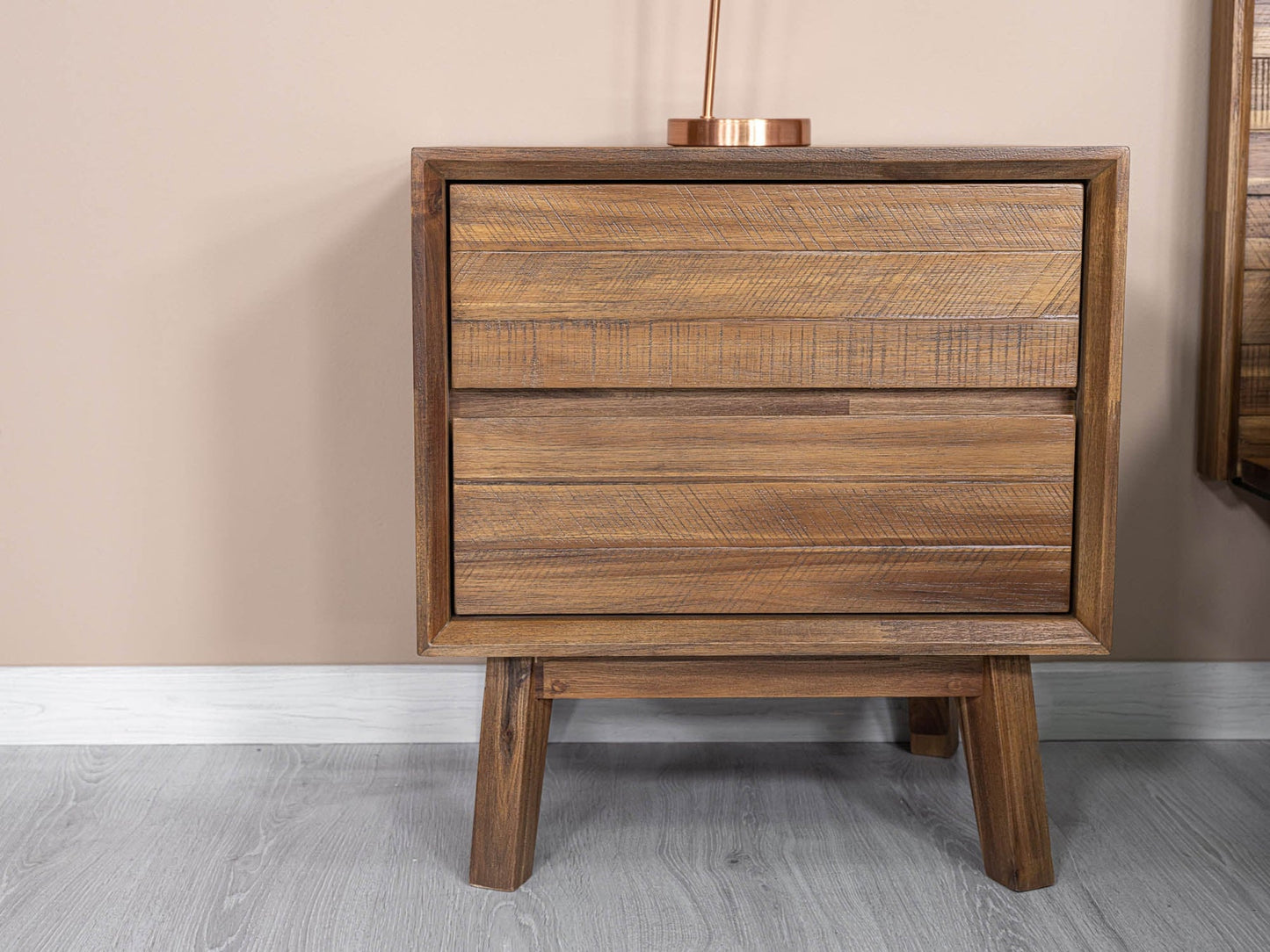 Gia 2 Drawer Side Table - Warm Pecan