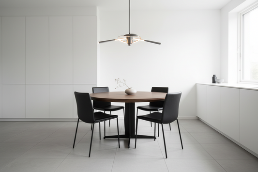 Horizon 48" Round Dining Table - Light Walnut - Homestead Furniture - All Rights Reserved