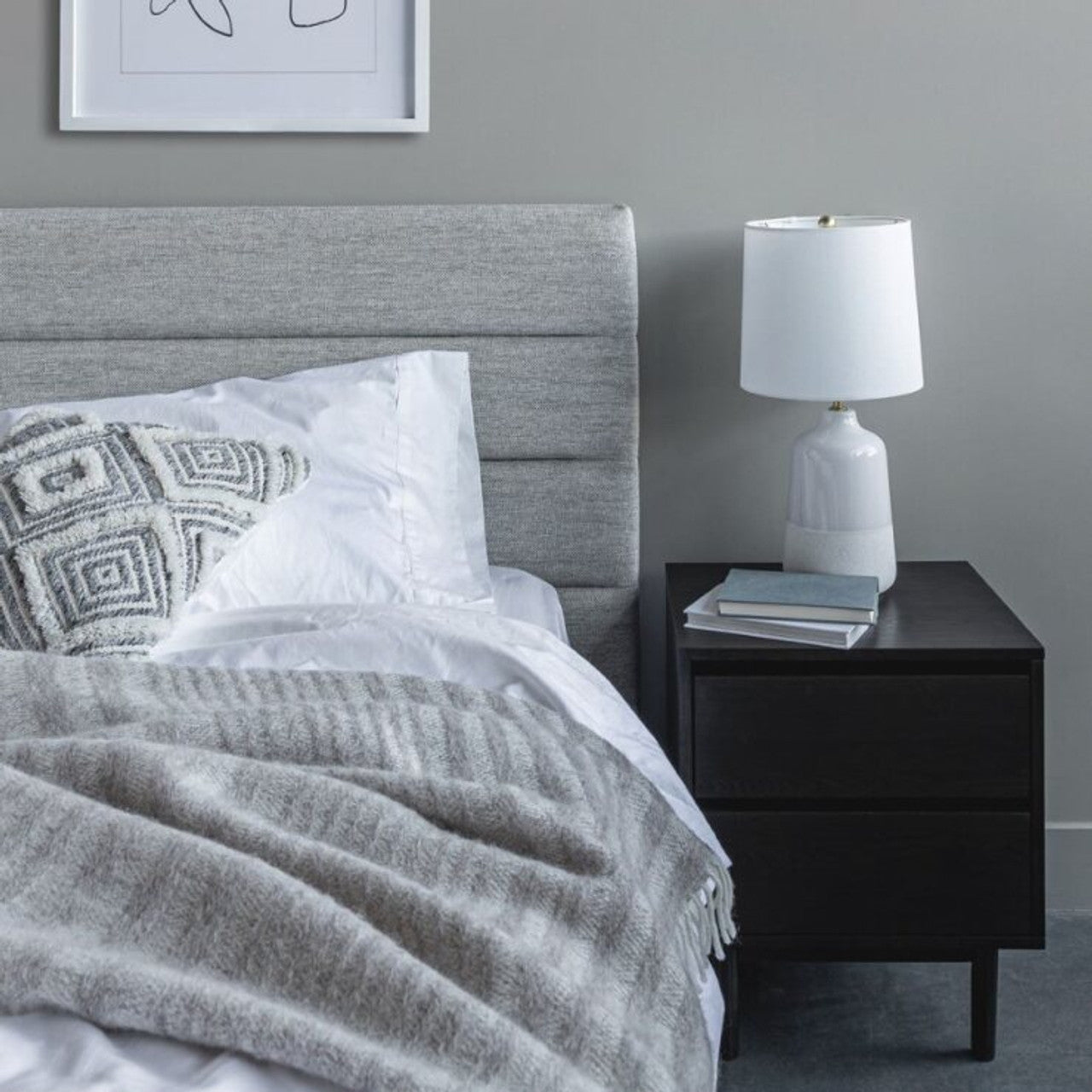 Justin Upholstered Bed - Stone - With or Without Storage