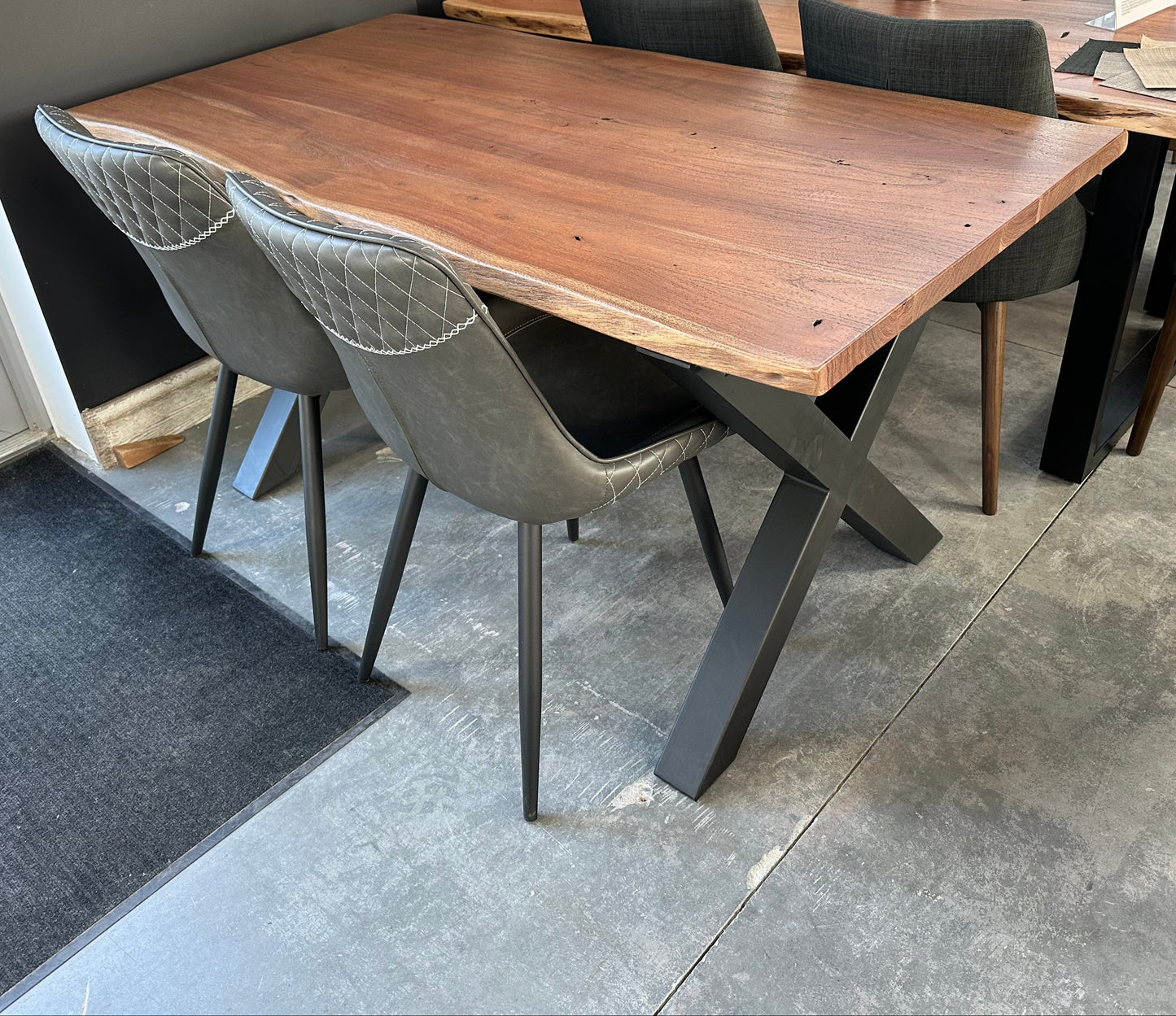 Calcutta Live Edge Dining Tables - X Bases - 2 Sizes - 2 Stains - 35mm Tops