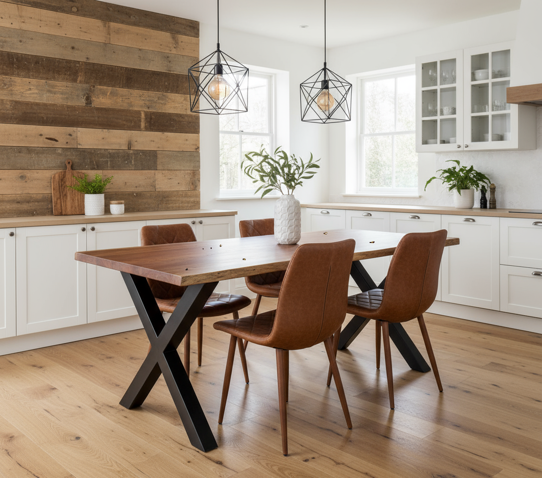 Calcutta Live Edge Dining Tables - X Bases - 2 Sizes - 2 Stains - 35mm Tops