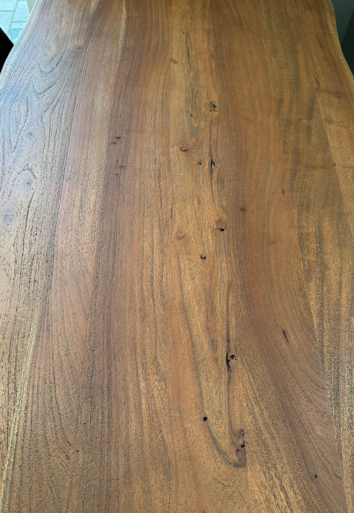 Calcutta Live Edge Dining Tables - X Bases - 2 Sizes - 2 Stains - 35mm Tops - Homestead Furniture - All Rights Reserved