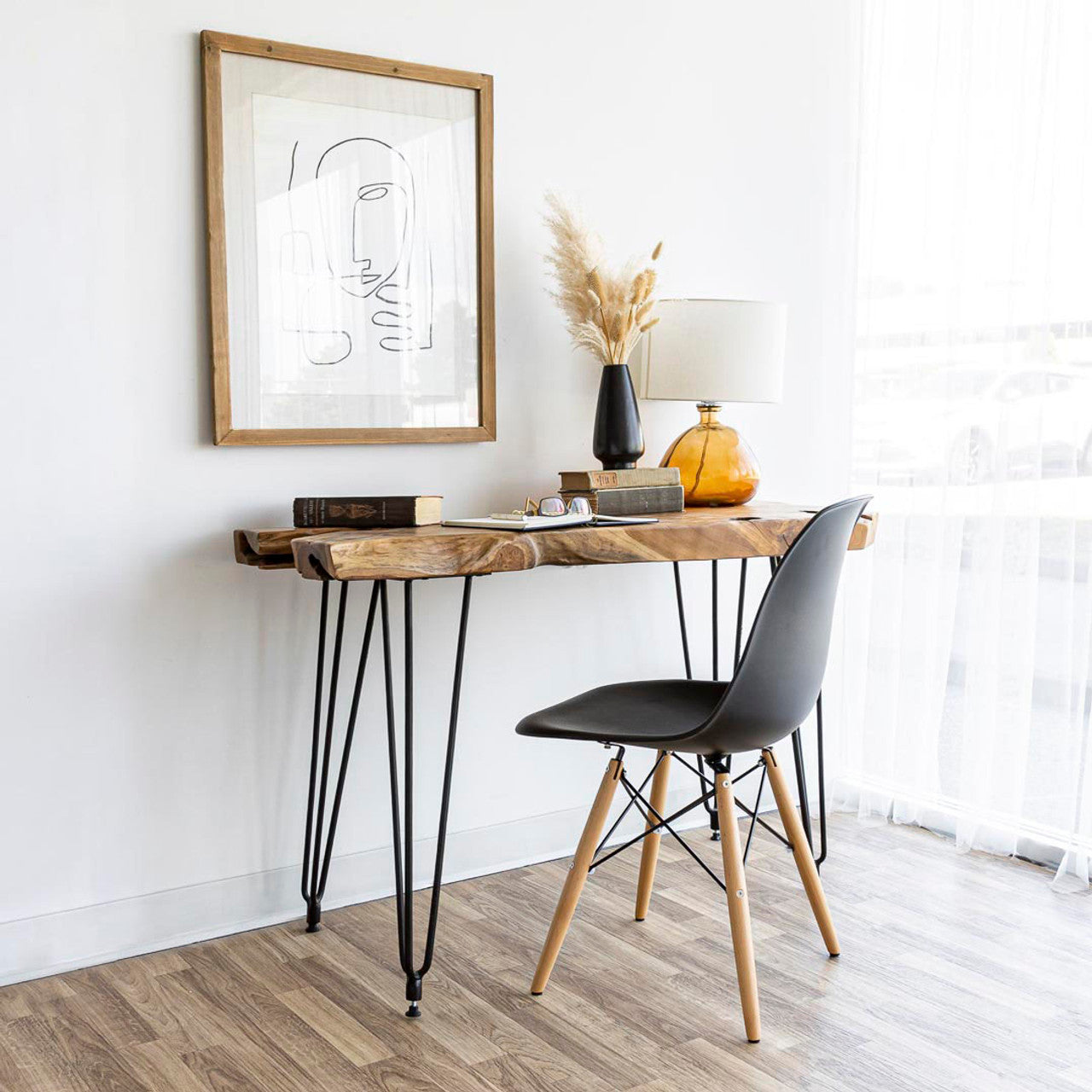 Live Edge Hairpin Console Table - Natura 100% Teak