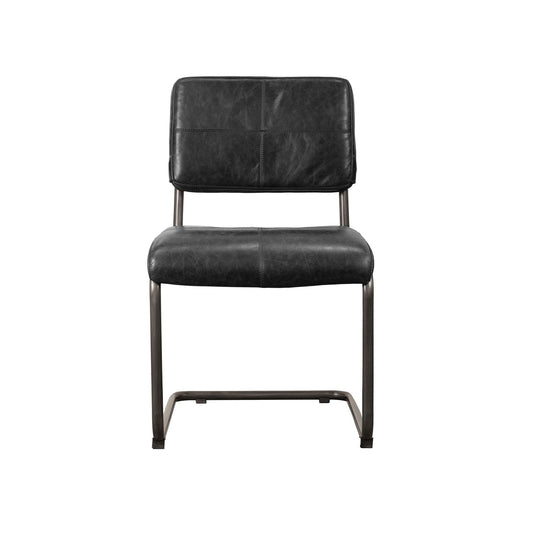 Cobain Dining Chair - 100% Top Grain Leather - Distressed Black