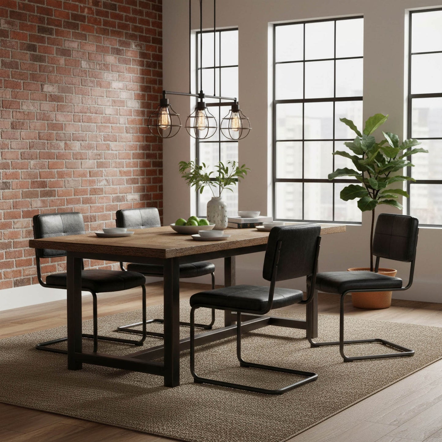 Cobain Dining Chair - 100% Top Grain Leather - Distressed Black