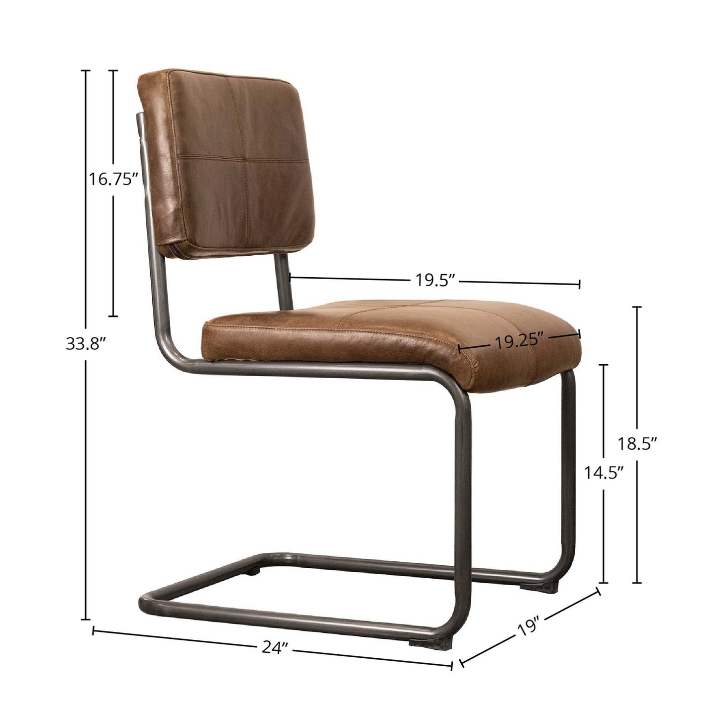 Cobain Dining Chair - 100% Top Grain Leather - Distressed Brown