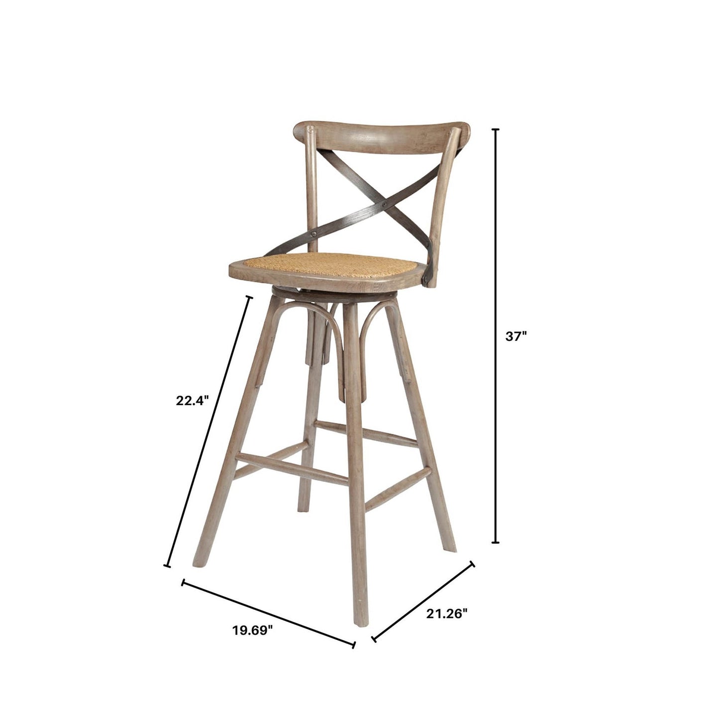 Crossback Swivel Counter Stool - Sundried