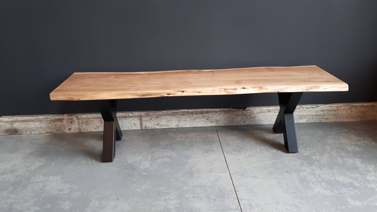 Calcutta Live Edge Benches - Natural - X Base - 35mm Thick Tops