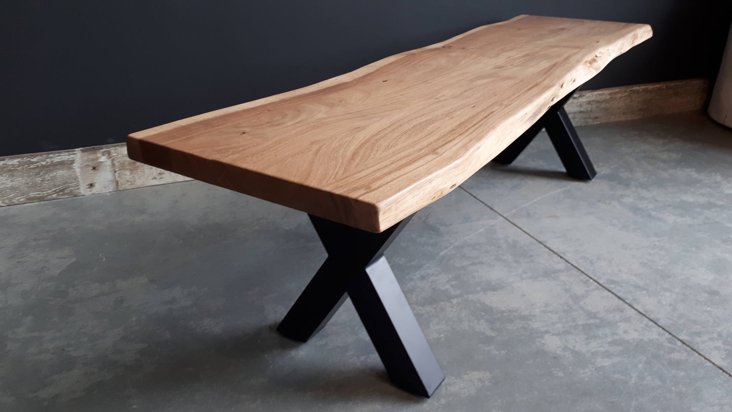 Calcutta Live Edge Benches - Natural - X Base - 35mm Thick Tops