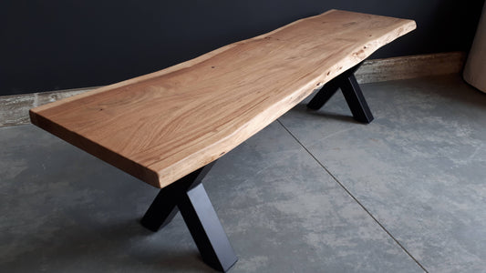 Calcutta Live Edge Benches - Natural - X Base - 35mm Thick Tops