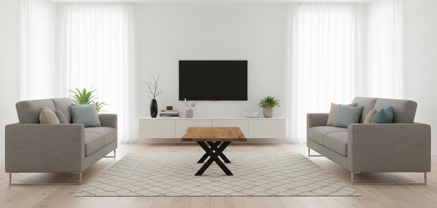 Calcutta Live Edge Coffee Tables - 2 Sizes - Natural - X-Bases - Homestead Furniture - All Rights Reserved