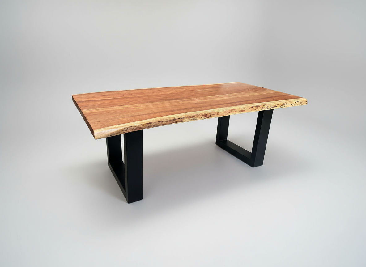 Calcutta Live Edge Coffee Tables - U-Bases - Natural or Sandblasted Walnut Finish