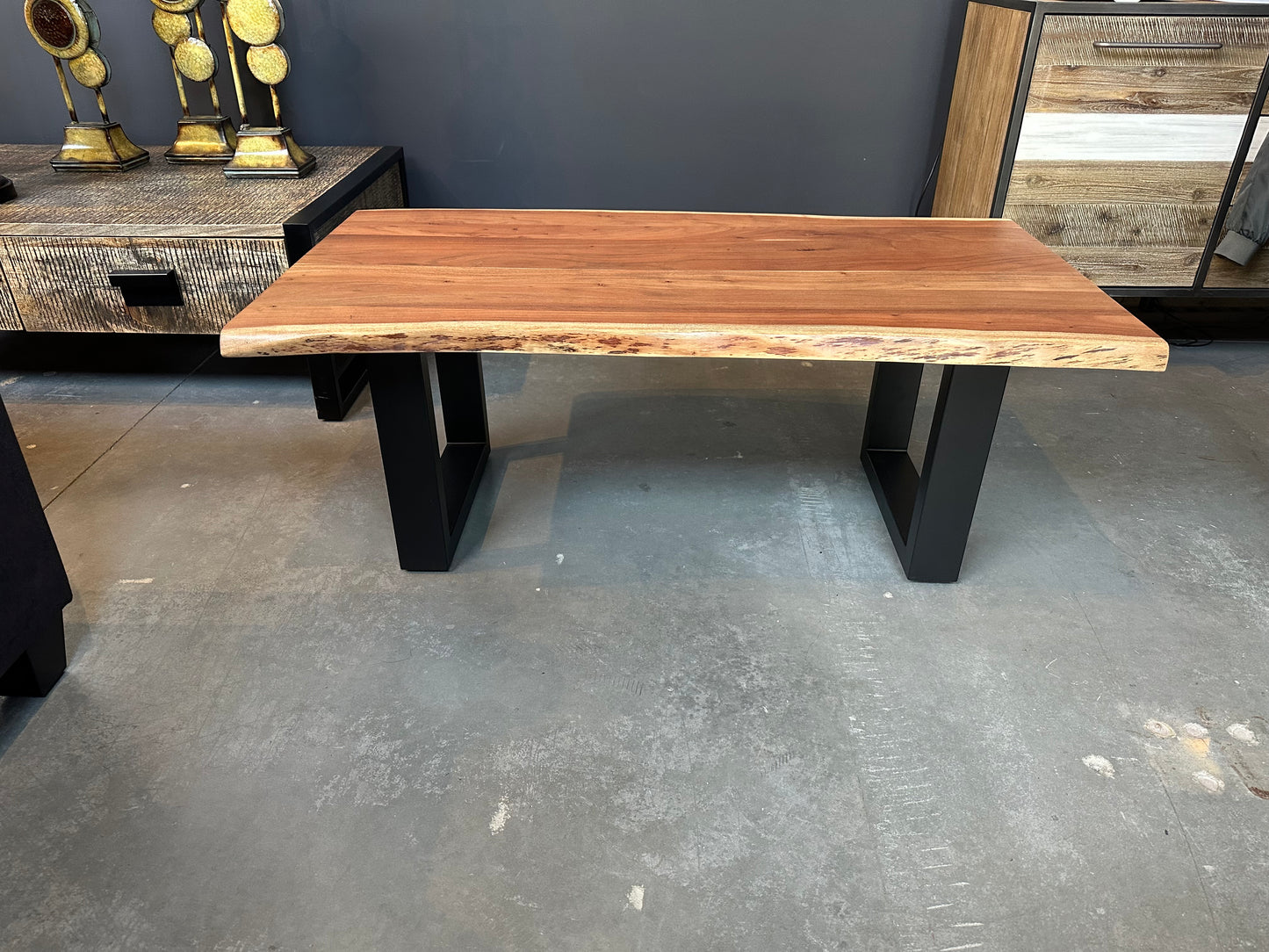 Calcutta Live Edge Coffee Tables - U-Bases - Natural or Sandblasted Walnut Finish