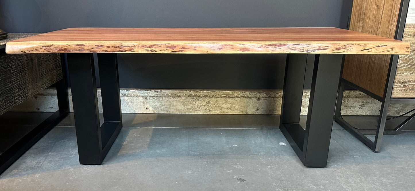 Calcutta Live Edge Coffee Tables - U-Bases - Natural or Sandblasted Walnut Finish