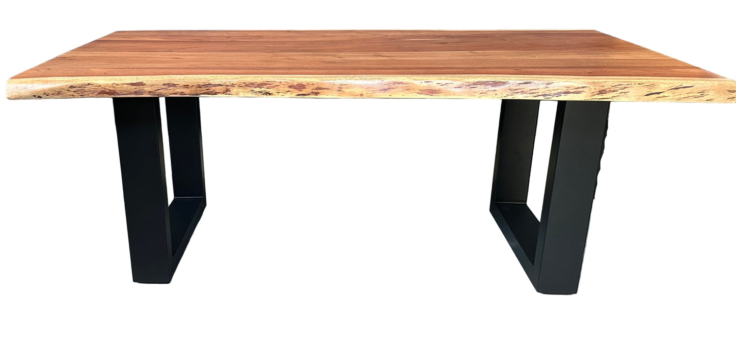 Calcutta Live Edge Coffee Tables - U-Bases - Natural or Sandblasted Walnut Finish
