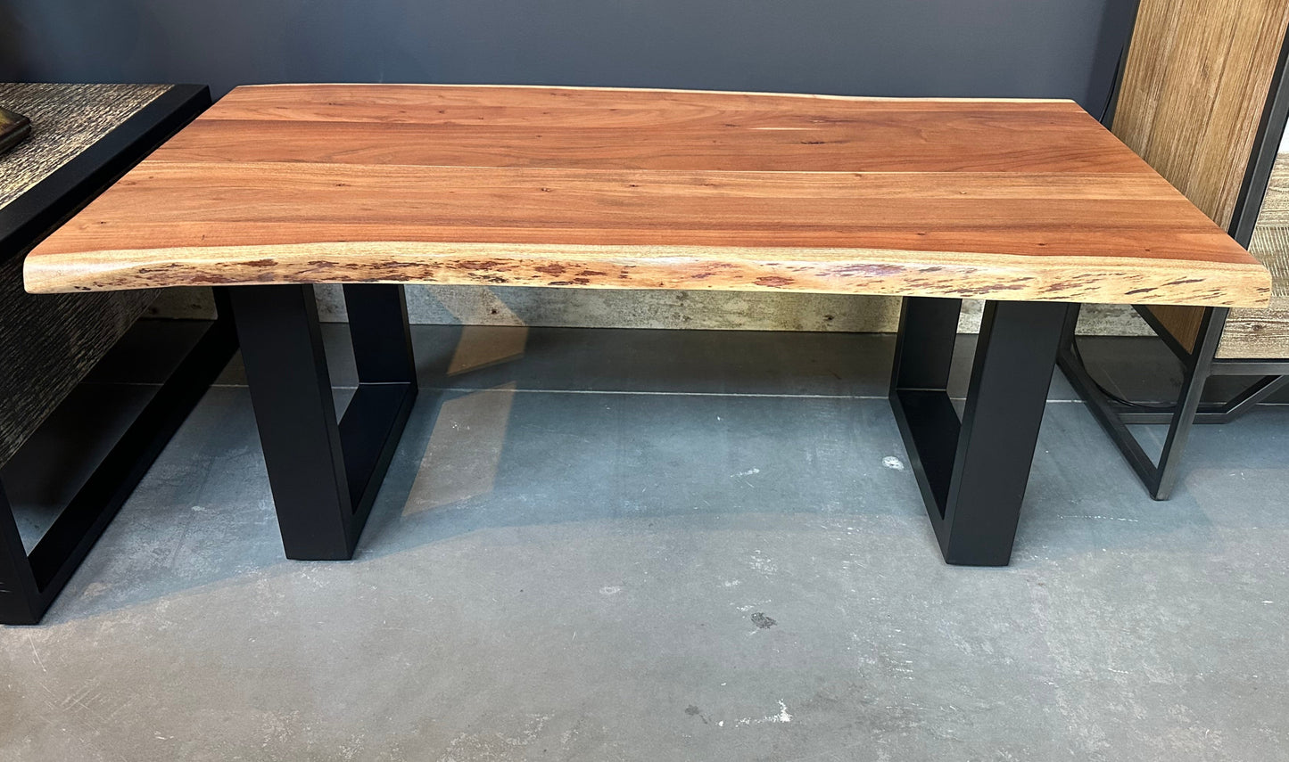 Calcutta Live Edge Coffee Tables - U-Bases - Natural or Sandblasted Walnut Finish