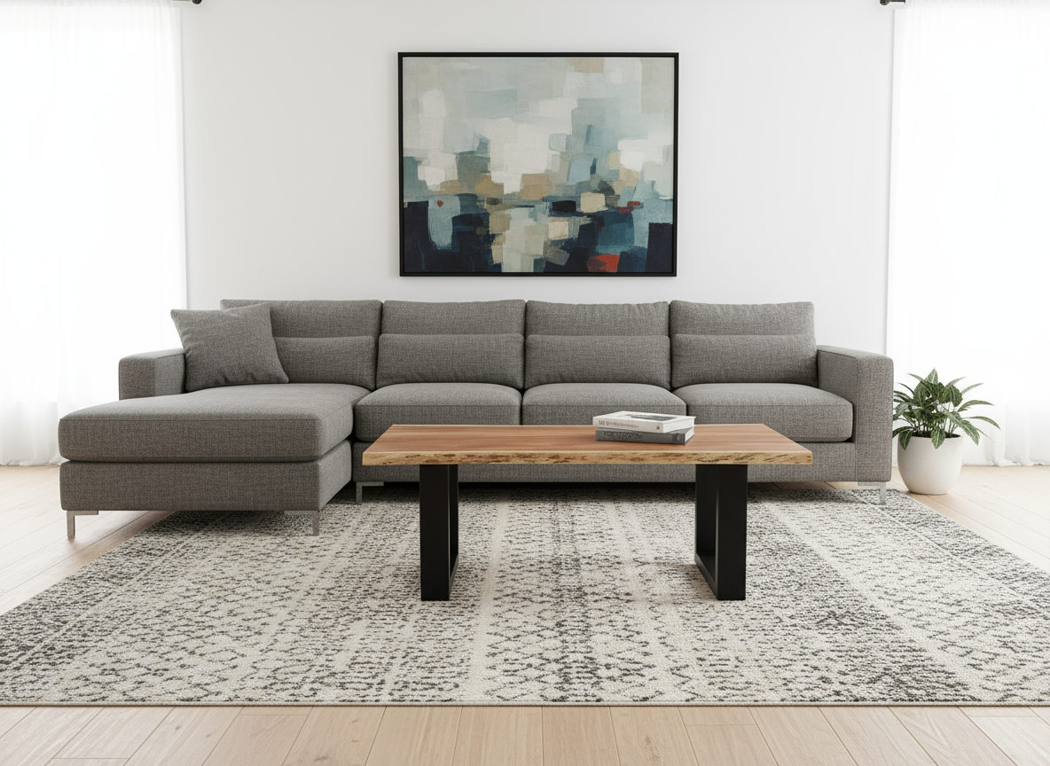 Calcutta Live Edge Coffee Tables - U-Bases - Natural or Sandblasted Walnut Finish