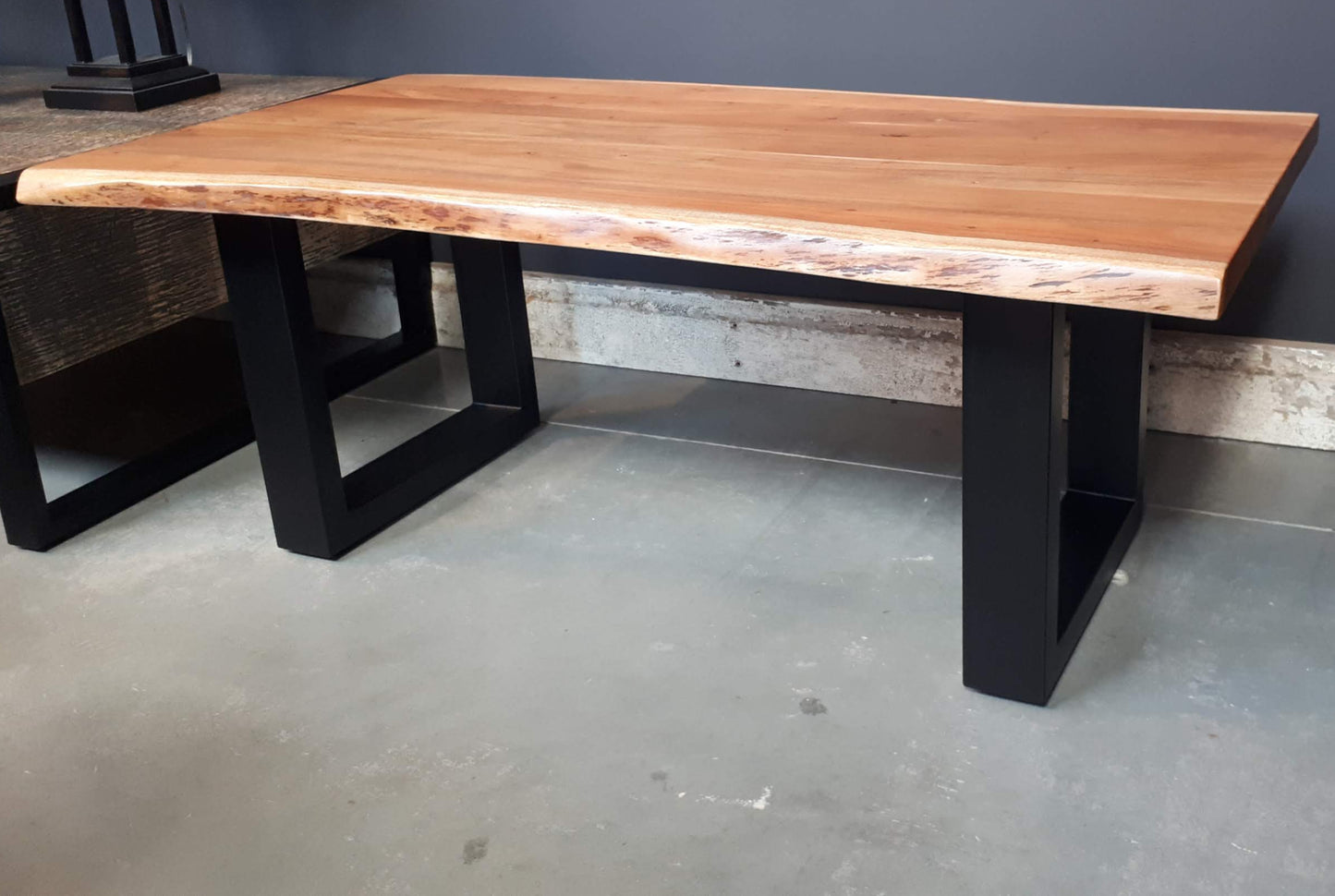 Calcutta Live Edge Coffee Tables - U-Bases - Natural or Sandblasted Walnut Finish