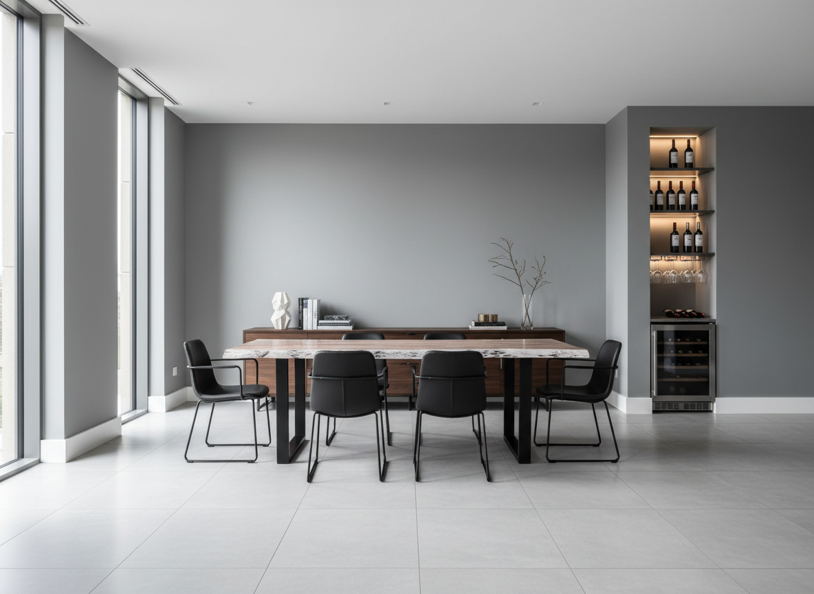 Calcutta Live Edge Dining Table 40"x84" - Whitewash - U Bases - 55mm Tops