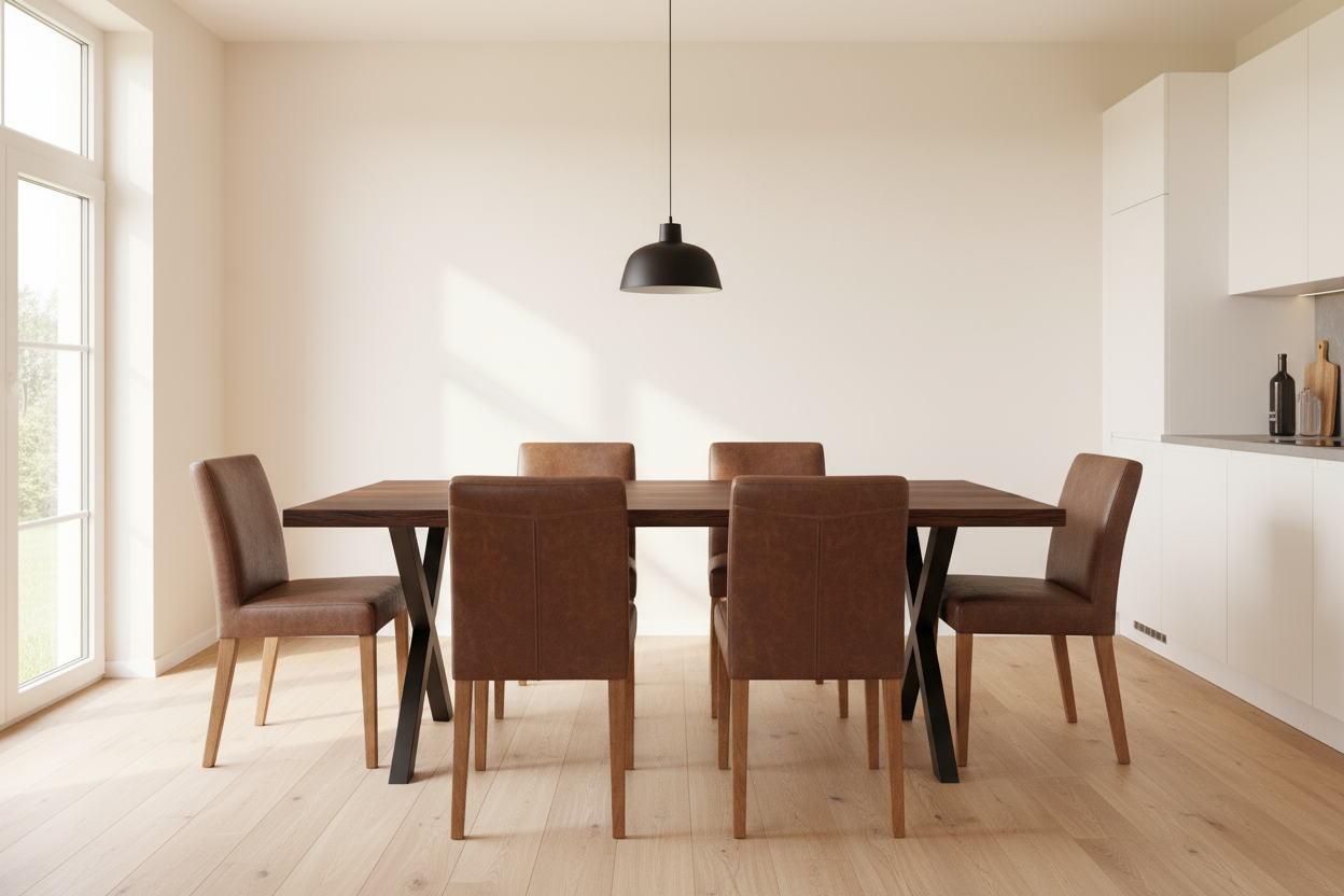 Calcutta Live Edge Dining Table - 40"x84" - Black X Bases - Sandblasted Walnut - 55mm Top