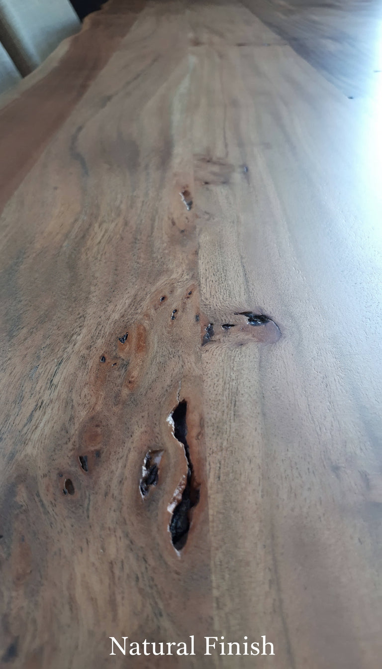 Calcutta Live Edge Dining Tables - U Bases - 2 Sizes - 2 Stains - 35mm Tops