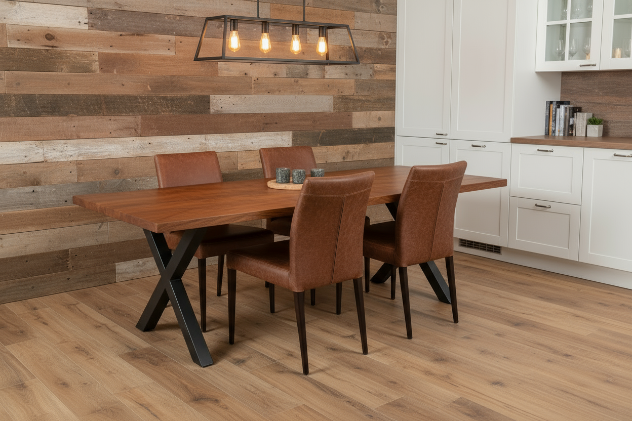 Calcutta Live Edge Dining Table - 40"x84" - Black X Bases - Sandblasted Walnut - 55mm Top