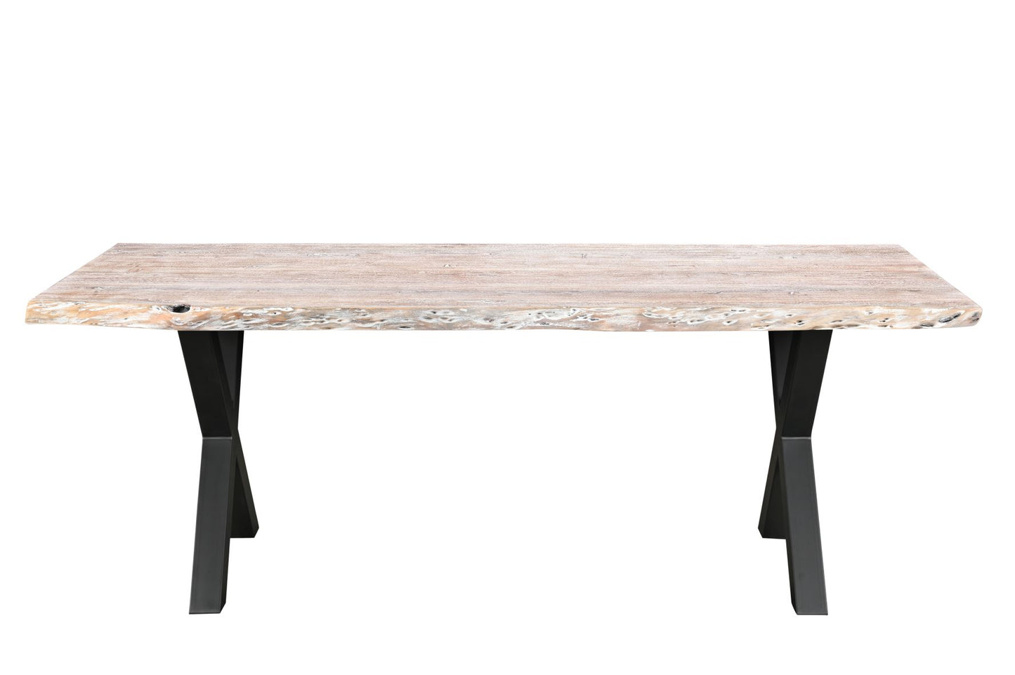 Calcutta Live Edge Dining Table 40"x84" - Whitewash - X Bases - 55mm Tops