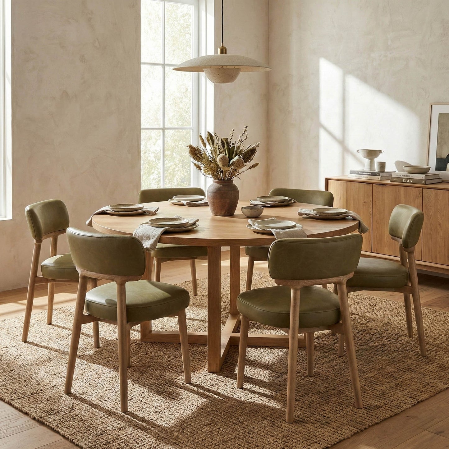 Willow Dining Chair - Sage Green - Top Grain Leather