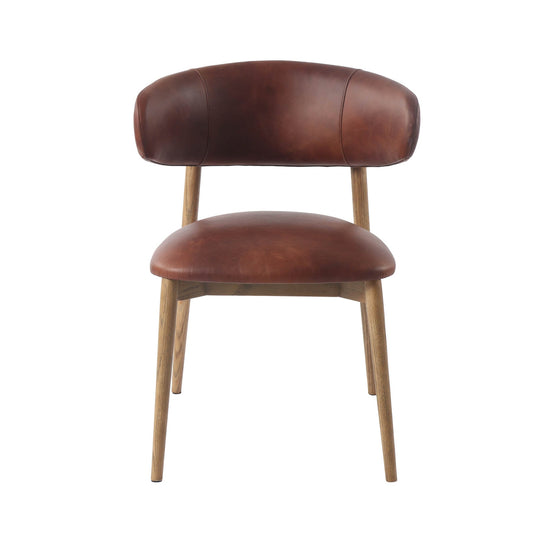 Milo Dining Chair - 100% Top Grain Leather - Tobacco