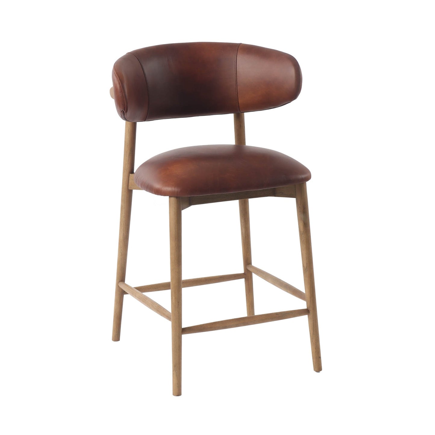 Milo Counter Stool - 100% Top Grain Leather - Tobacco