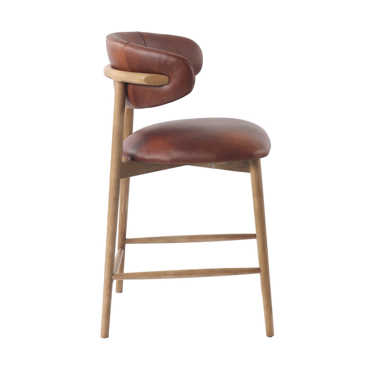 Milo Counter Stool - 100% Top Grain Leather - Tobacco
