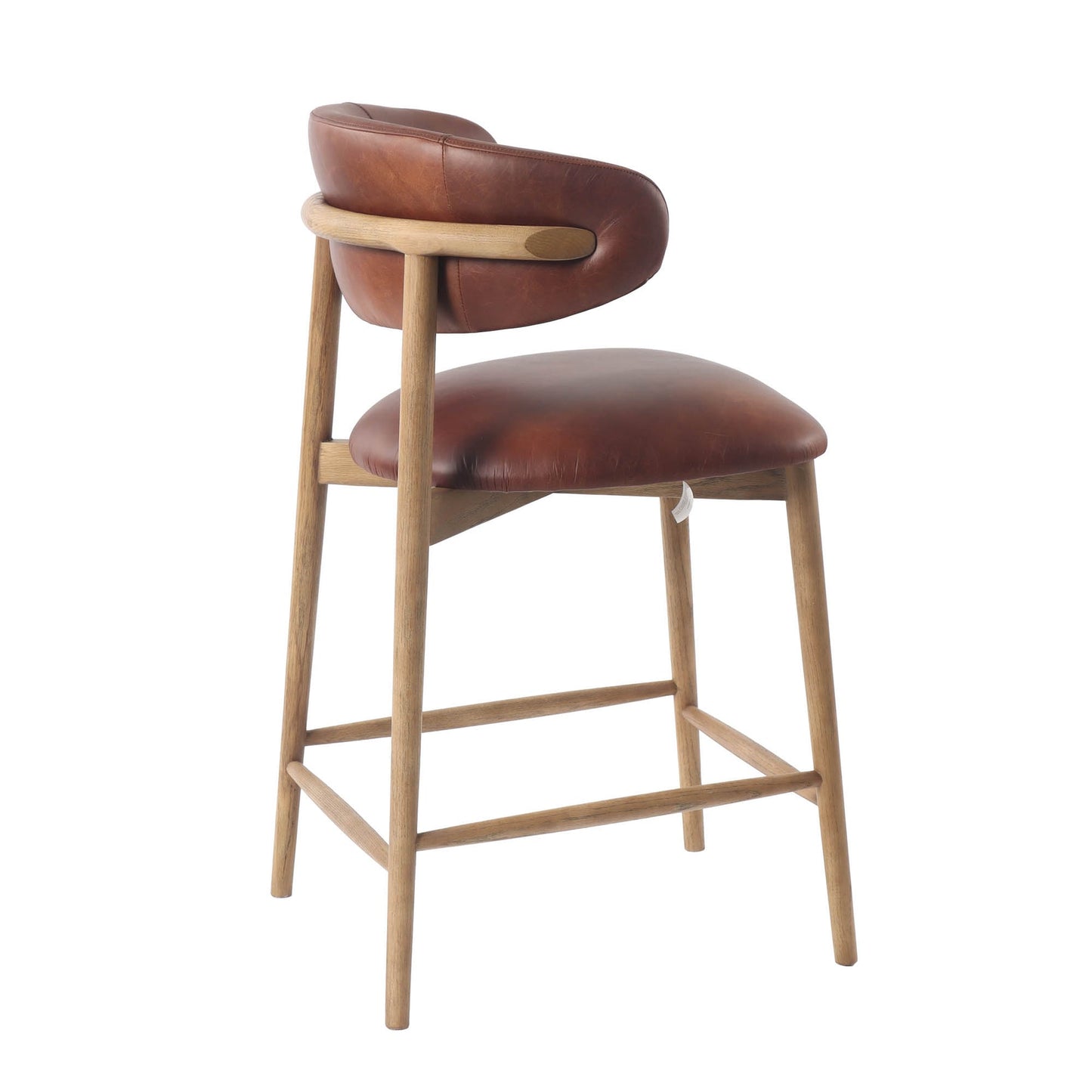 Milo Counter Stool - 100% Top Grain Leather - Tobacco