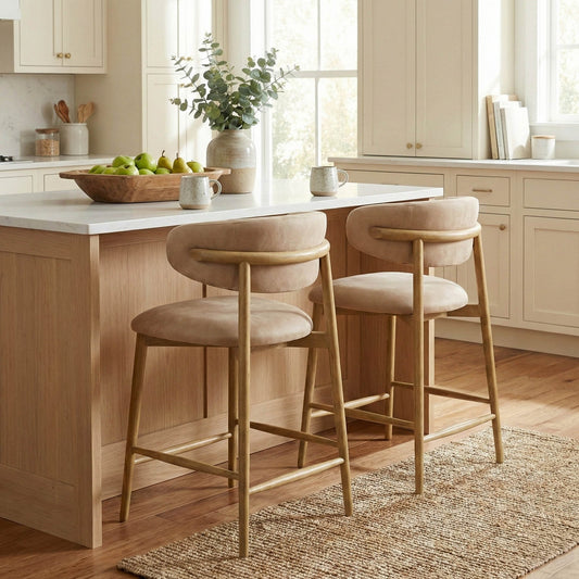 Milo Counter Stool - 100% Top Grain Italian Leather - Natural - Homestead Furniture - All Rights Reserved