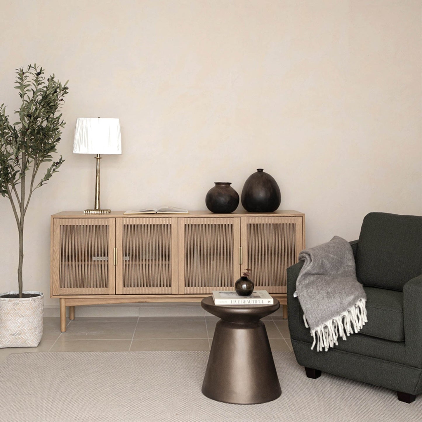 Concrete Mineral Side Table / Stool - Bronze