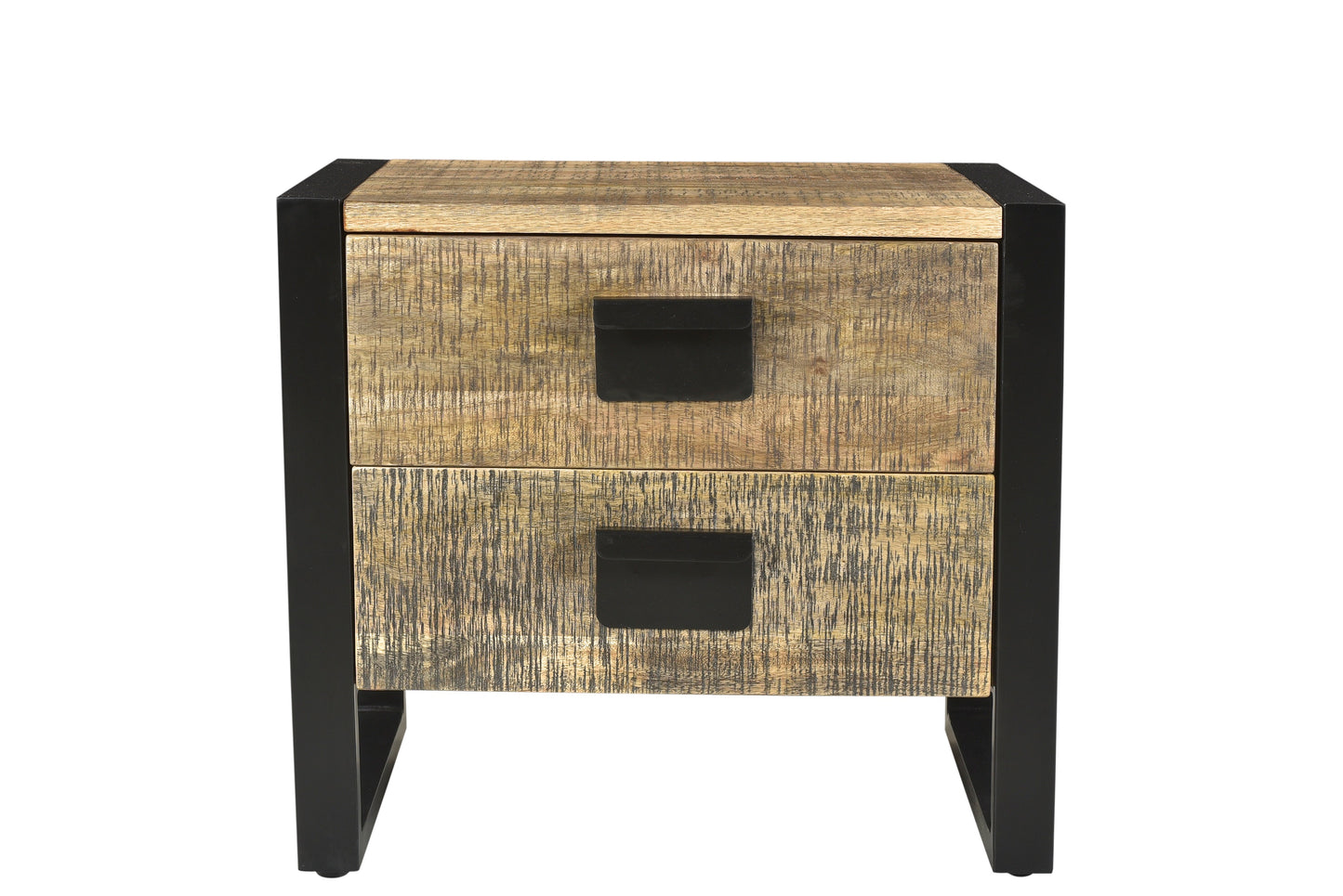Wyatt 2 Drawer Bedside Table/End Table - Black Patina