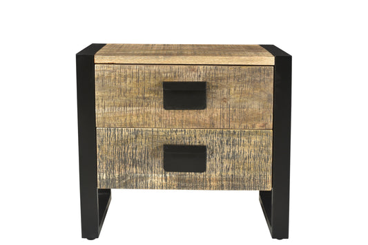 Wyatt 2 Drawer Bedside Table - Black Patina