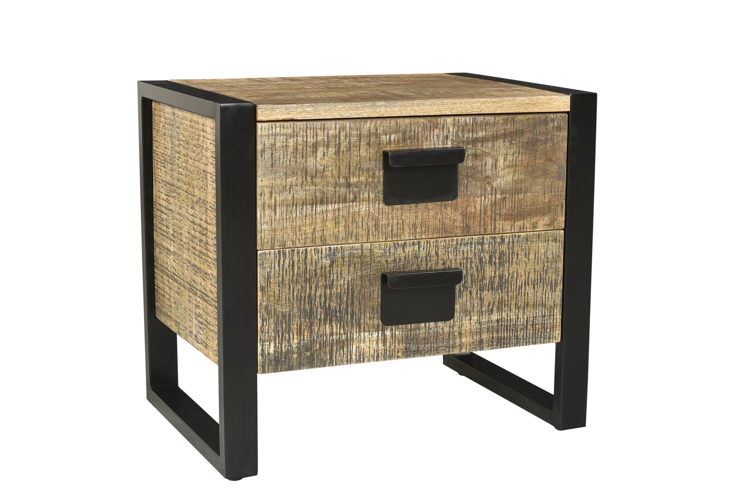 Wyatt 2 Drawer Bedside Table/End Table - Black Patina