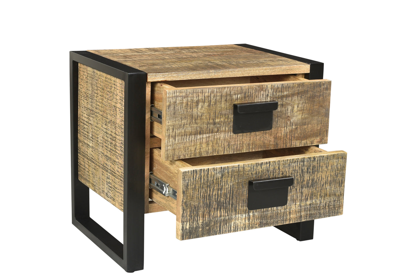 Wyatt 2 Drawer Bedside Table/End Table - Black Patina