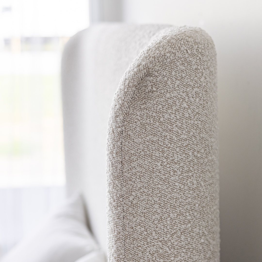 Faye King Upholstered Bed - Boucle Off White