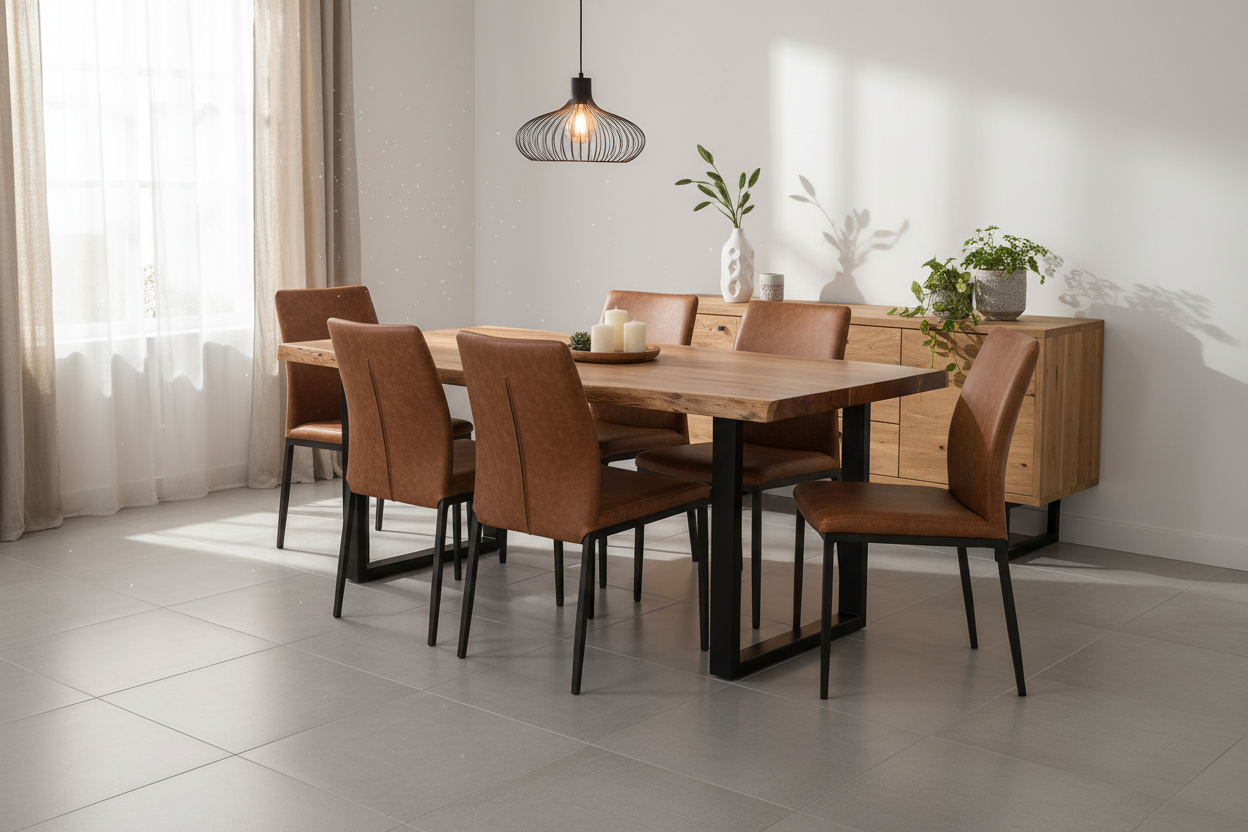 Calcutta Live Edge Dining Tables - U Bases - 5 Sizes - 55mm Tops