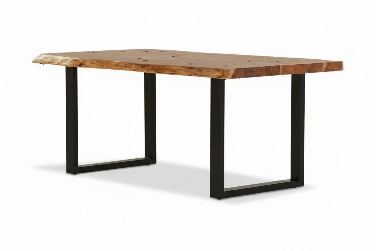Calcutta Live Edge Dining Tables - U Bases - 2 Sizes - 2 Stains - 35mm Tops