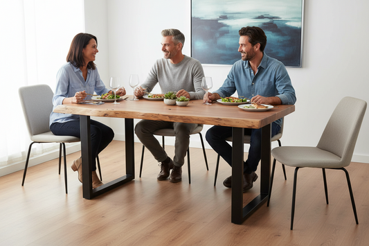 Calcutta Live Edge Dining Tables - U Bases - 2 Sizes - 2 Finishes - 1.4" Thick Tops