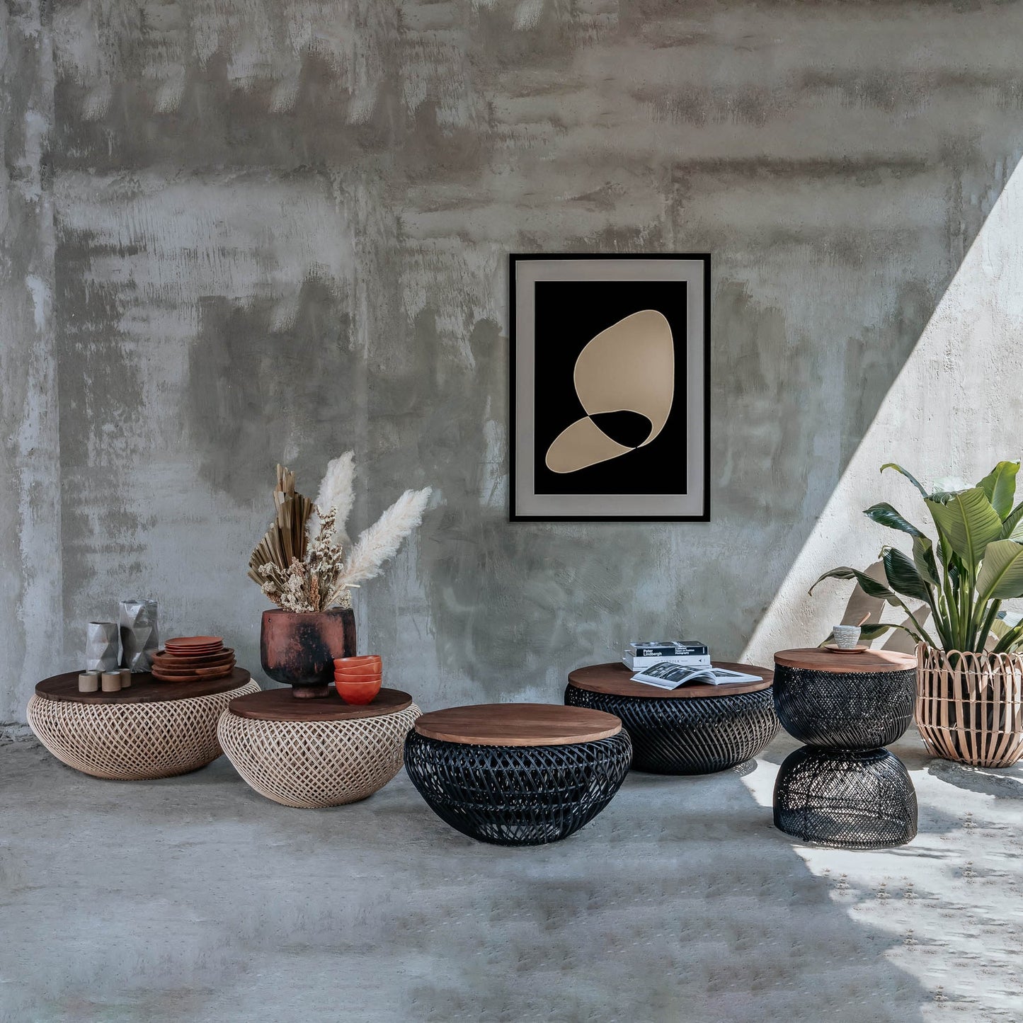 D-Bodhi Wave Side Table / Stool - Black