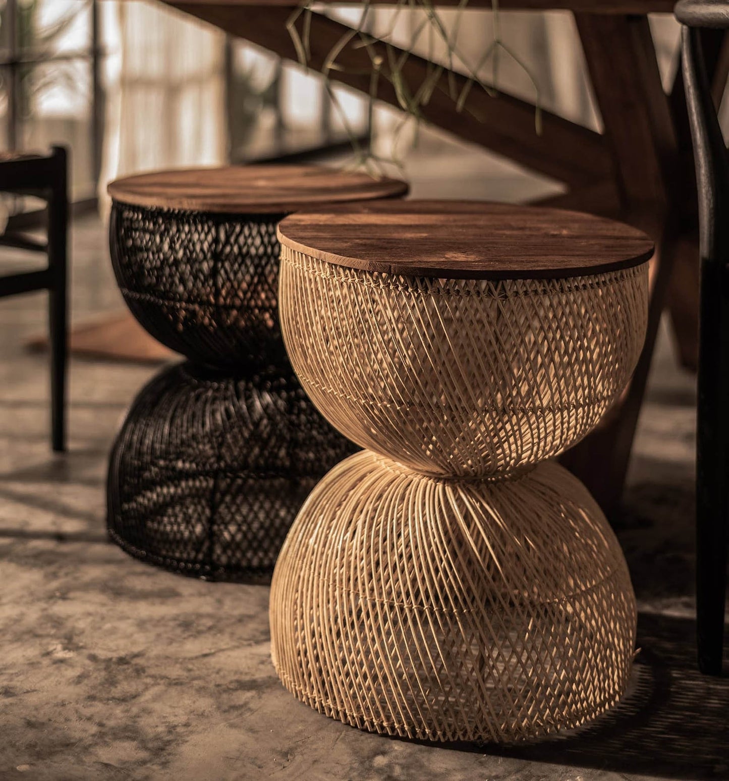 D-Bodhi Wave Side Table / Stool - Black