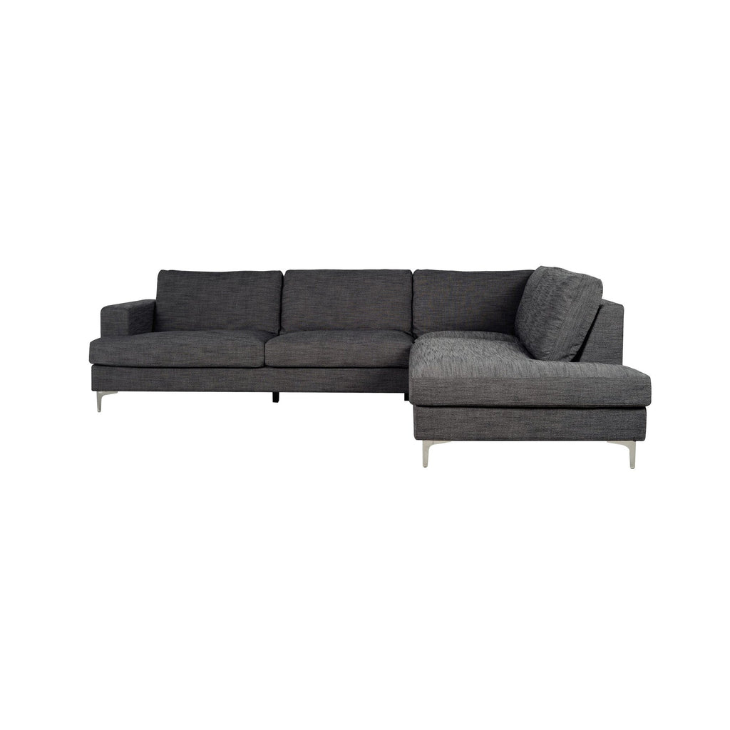 Blake Sectional with Right Side Chaise - Feather Soft - Charcoal Linen