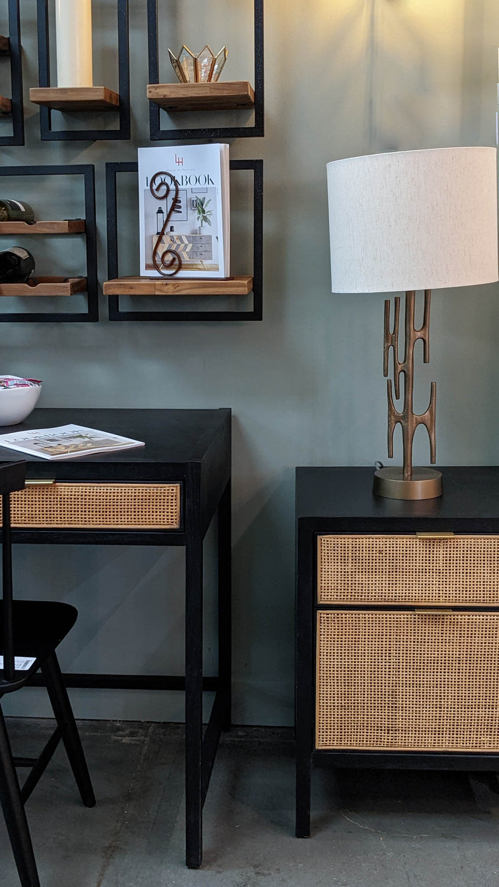 Rattan Filing Cabinet - Ebony