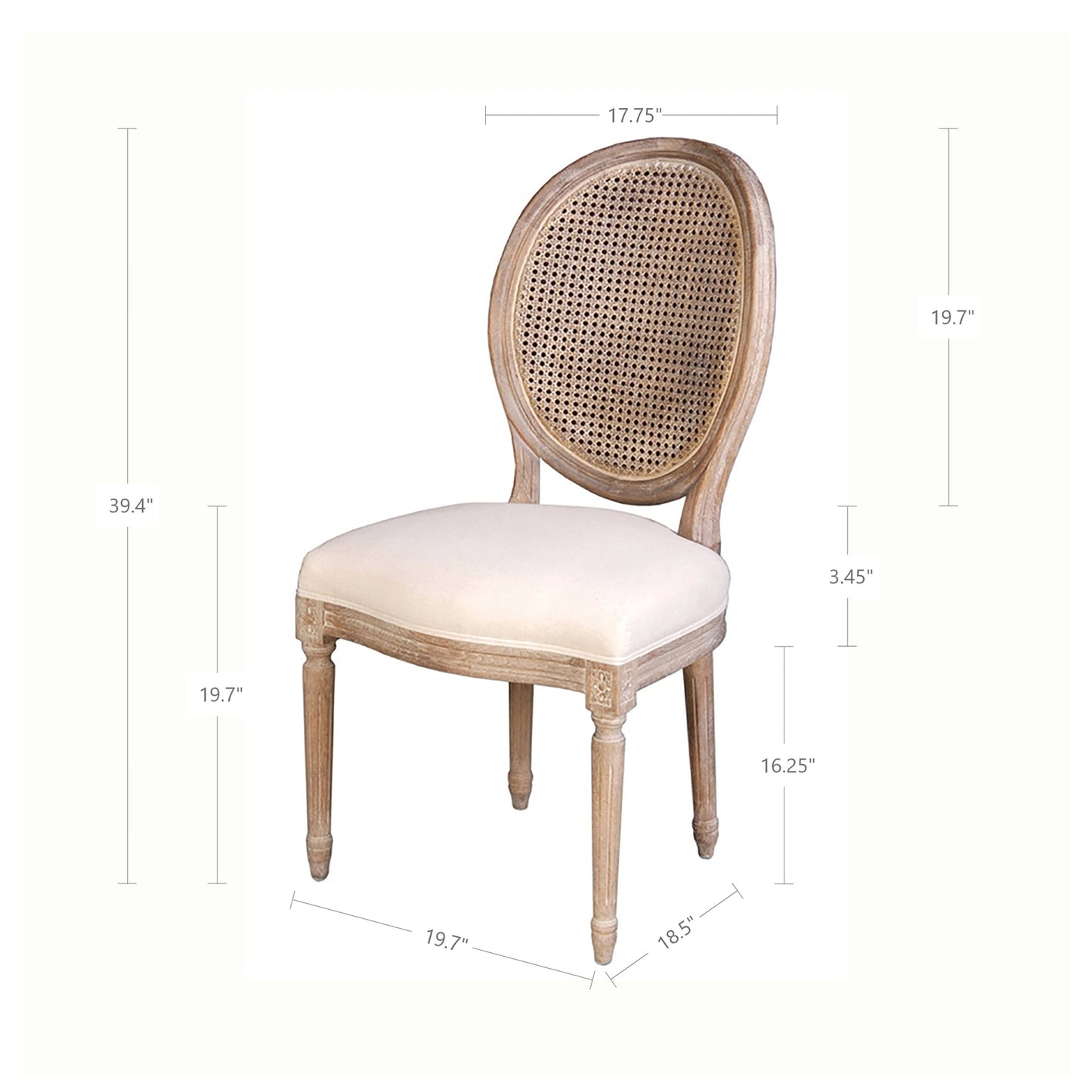 Napoleon Chair w/ Cane Back - Antique Linen
