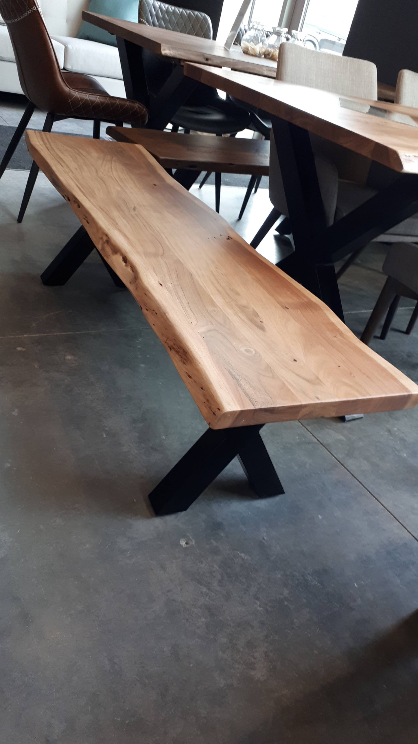 Calcutta Live Edge Benches - Natural - X Base - 1.4" Thick Tops
